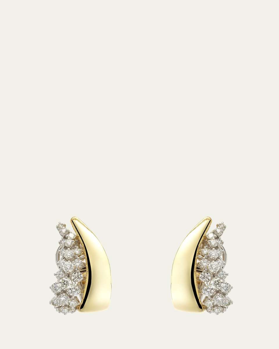 18K Yellow and White Gold Diamond Earring, Single